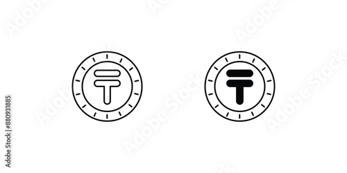 tenge set icon with white background vector stock illustration