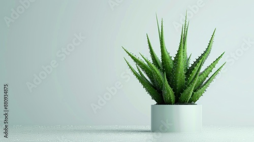 Aloe vera plant in pot on white background