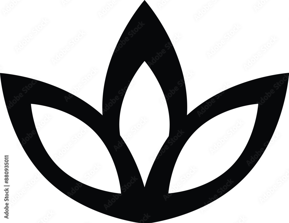 Lotus flower with three petals - vector silhouette picture for logo or pictogram. Water lily flower silhouette for icon or sign Lotus flower with three petals - vector silhouette picture for logo or pictogram. Water lily flower silhouette for icon or sign