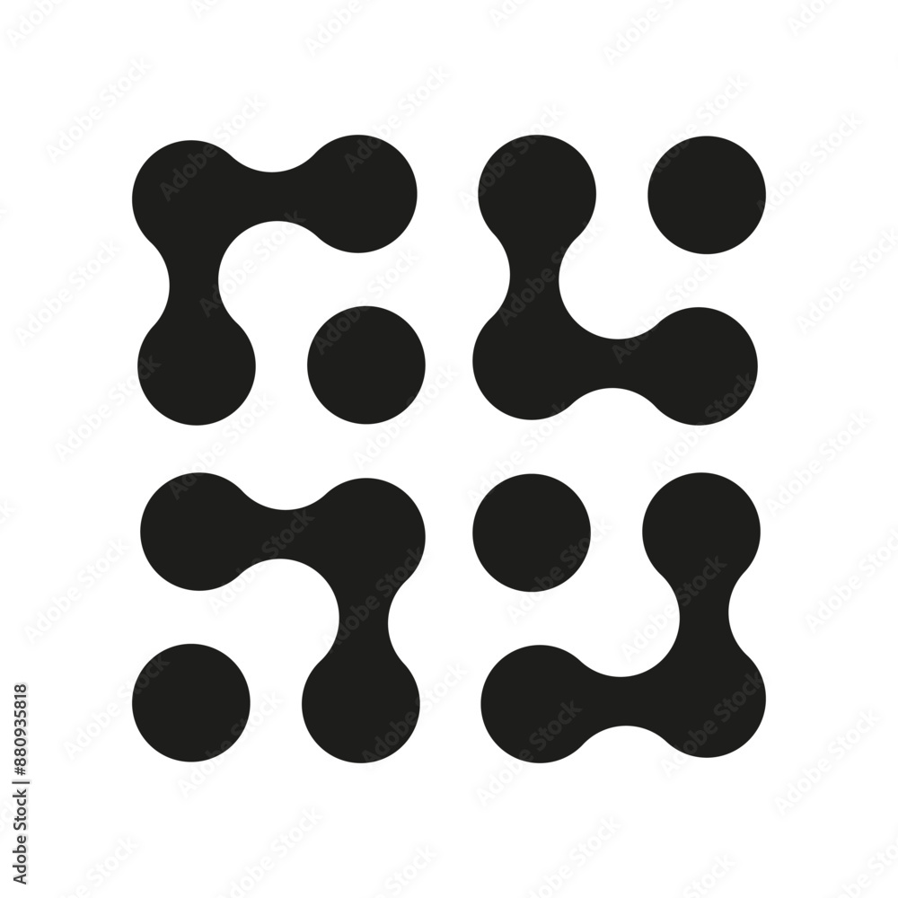 Connected dots vector sign. Circles fluid minimal organic pattern. Innovation abstract symbol. Metaball icon. Point movement. Connected blobs. Metaballs transition. Flat logotype template. Connected dots vector sign. Circles fluid minimal organic pattern. Innovation abstract symbol. Metaball icon. Point movement. Connected blobs. Metaballs transition. Flat logotype template.