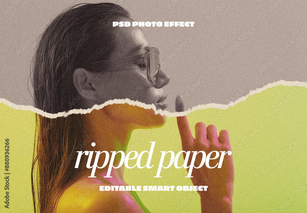 Ripped Paper Photo Effect Stock Template | Adobe Stock