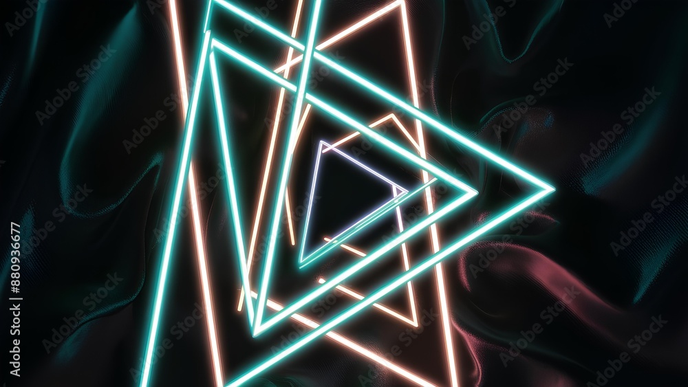 Vibrant Neon Triangles: A Mesmerizing Display of Geometric Symmetry and Colorful Light Patterns Vibrant Neon Triangles: A Mesmerizing Display of Geometric Symmetry and Colorful Light Patterns