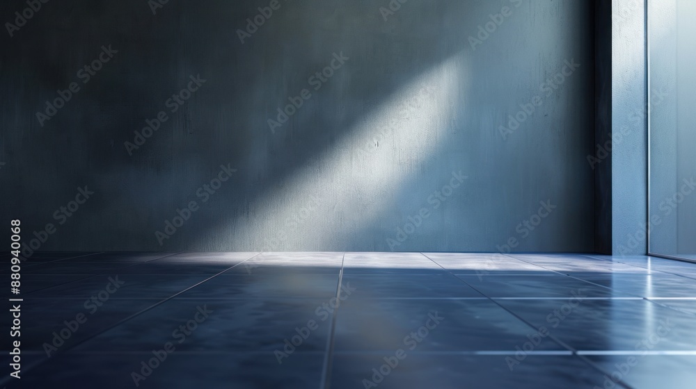 High quality 3D, studio backdrop to use for advertising with empty space for product. Part of modern interior in blue colors High quality 3D, studio backdrop to use for advertising with empty space for product. Part of modern interior in blue colors