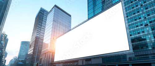 Outdoor billboard with a catchy advertisement, set against a busy cityscape