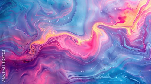 Wallpaper Mural Abstract neon liquid wavy background. Liquid art, marbling texture Torontodigital.ca