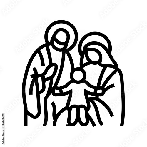 holy family feast catholic holiday line icon vector. holy family feast catholic holiday sign. isolated contour symbol black illustration