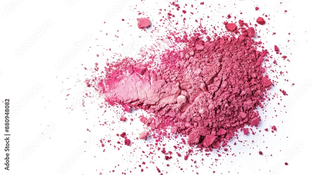Broken powder blush texture background isolated on white with copy space Broken powder blush texture background isolated on white with copy space