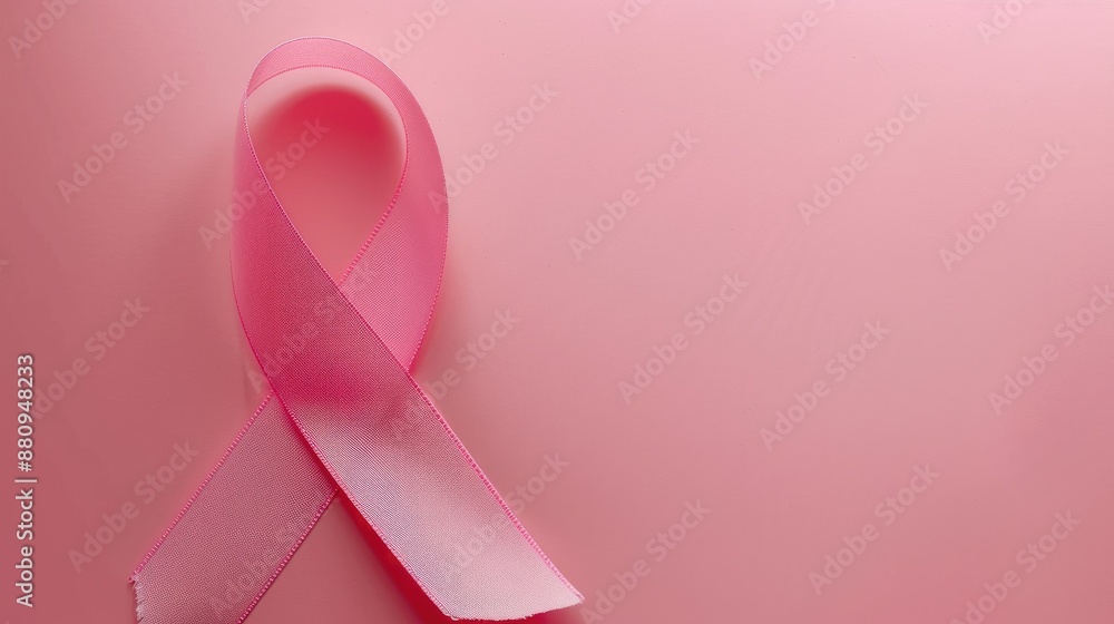 Breast cancer awareness Pink ribbon on pink background Breast cancer awareness Pink ribbon on pink background