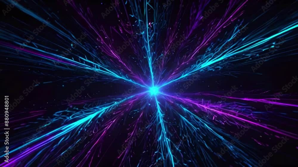 Speed lines form a spiral vortex that spins and expands outward, creating a mesmerizing and dizzying effect. The colors alternate between blue and purple spin, 4K technology wallpaper animation