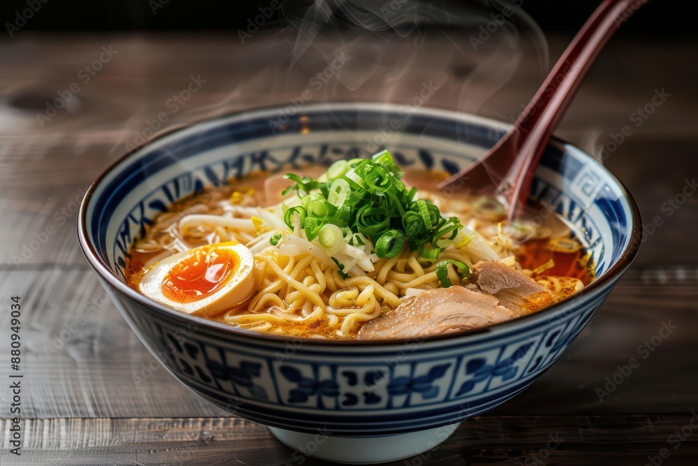 A supernatural scene unveils steaming bowls of ramen where the broth glows with an inner light A supernatural scene unveils steaming bowls of ramen where the broth glows with an inner light
