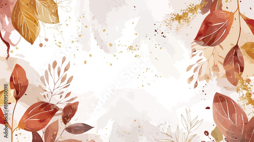 Autumn background vector. Hand painted watercolor 