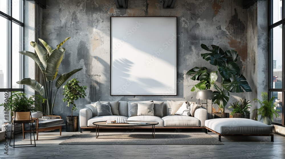 Photo of a Blank Poster on the Wall in an Open Office Space with Concrete Walls and Desks, Web Banner with Copyspace on the Right
Photo of a Blank Poster on the Wall in an Open Office Space with Concrete Walls and Desks, Web Banner with Copyspace on the Right