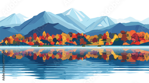 Autumn panorama view mountainous vistas with vibrant