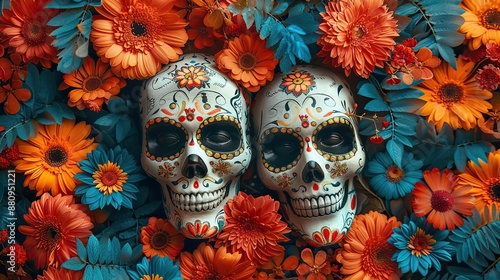 day of the dead dia de los muertos banner design,death masks,mexican flowers mexican holiday celebration