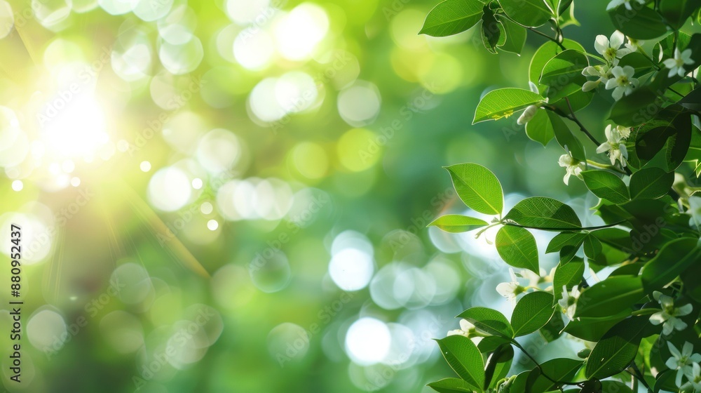 Sunbeams Through Green Leaves and White Flowers Sunbeams Through Green Leaves and White Flowers
