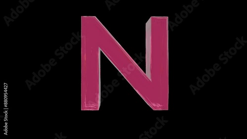 strawberry jelly alphabet,  capital letter N on the transparent background