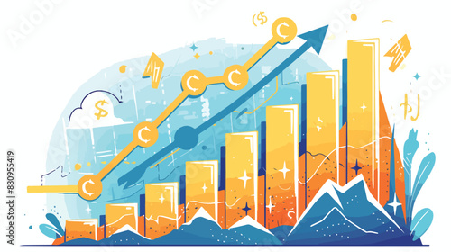Background of graph with rising up arrow and dollar sign