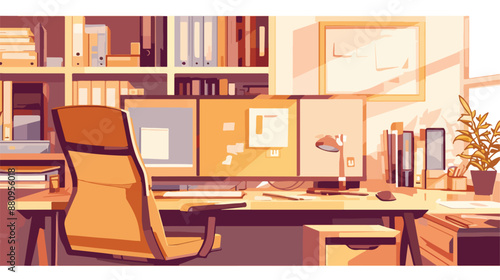 Background of office workplace. flat vector style isolated
