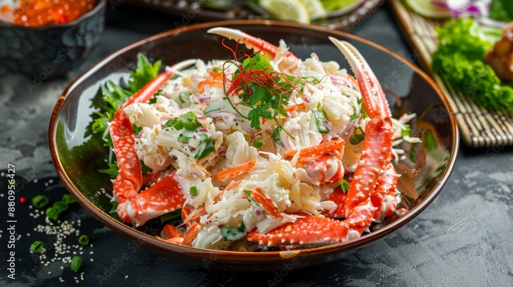 The national cuisine of Japan. Crab salad in Japanese. The national cuisine of Japan. Crab salad in Japanese.