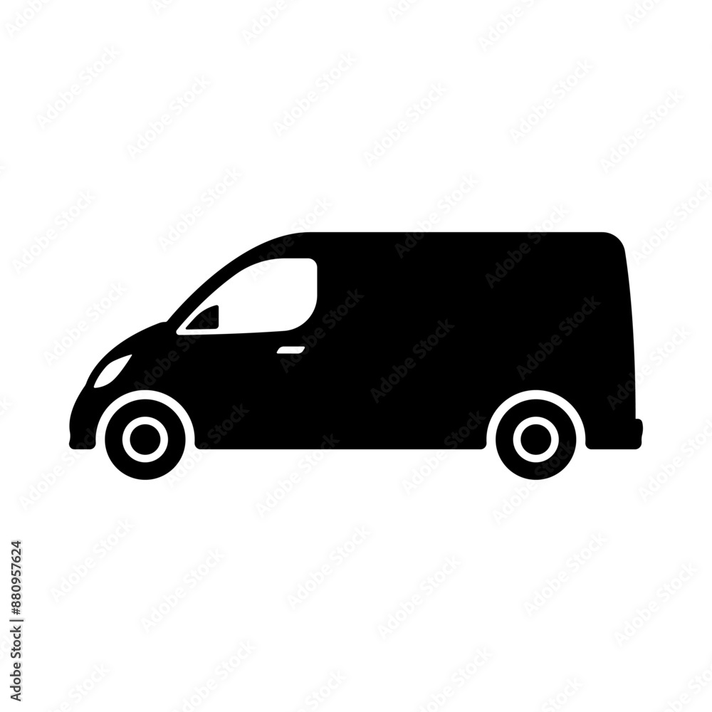 Van icon. Cargo minivan, minibus. Black silhouette. Side view. Vector simple flat graphic illustration. Isolated object on a white background. Isolate. Van icon. Cargo minivan, minibus. Black silhouette. Side view. Vector simple flat graphic illustration. Isolated object on a white background. Isolate.