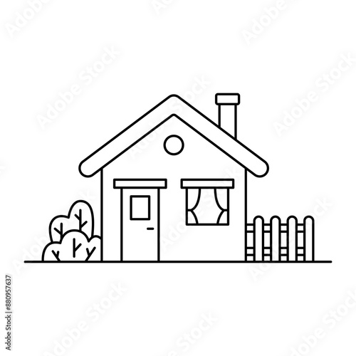 House icon. Black contour linear silhouette. Editable strokes. Front view. Vector simple flat graphic illustration. Isolated object on a white background. Isolate.