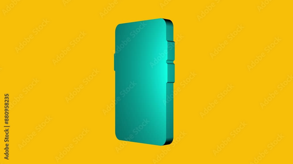 3d rotating modern mobile smart phone icon animation isolate orange background. 3d rotating modern mobile smart phone icon animation isolate orange background.