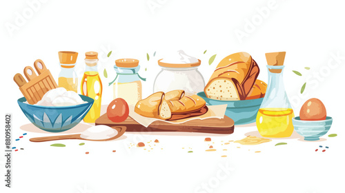 Bakery ingredients background - vintage backdrop