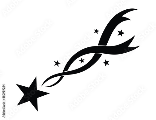 Shooting star icon. Falling meteorite or comet. Comet tail or star trail vector illustration isolated on white background