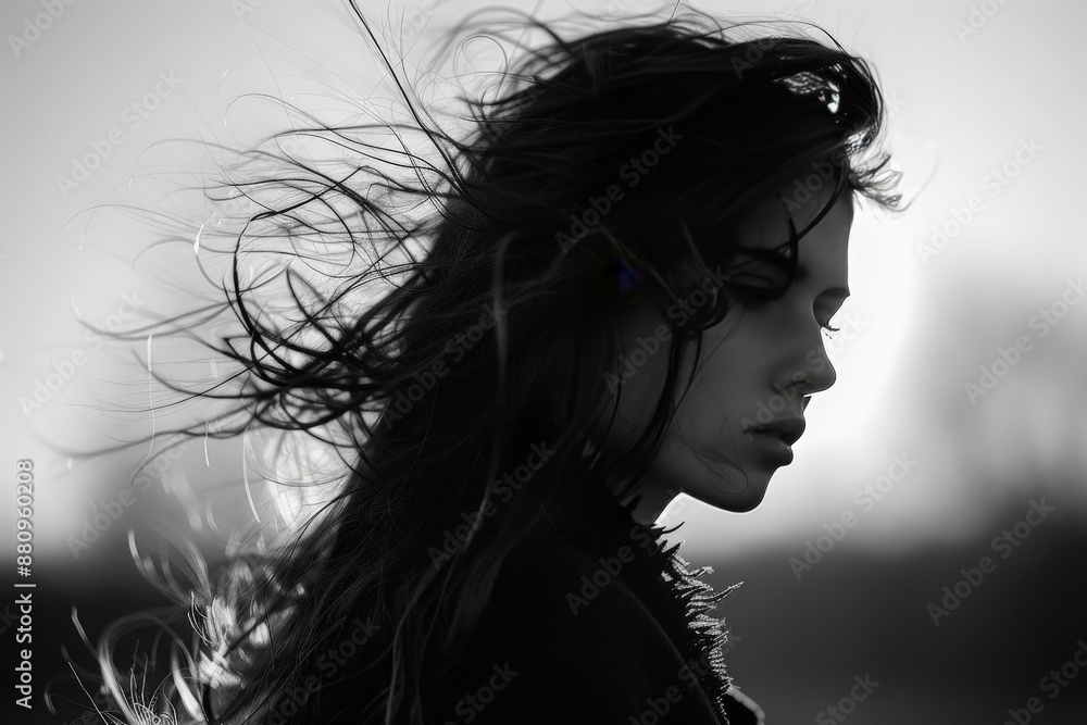 Profile of Woman with Windswept Hair Profile of Woman with Windswept Hair
