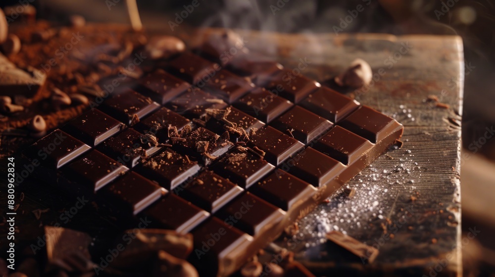 Dark Chocolate Bar With Steam and Cocoa Nibs Dark Chocolate Bar With Steam and Cocoa Nibs