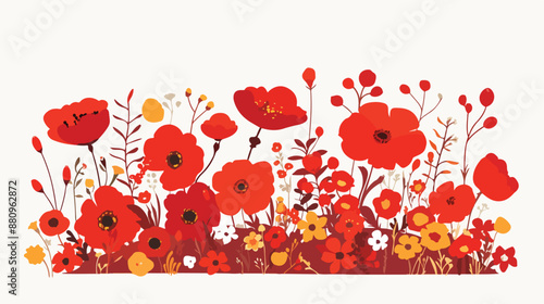 basic slogan on red flowers illustration flat vector