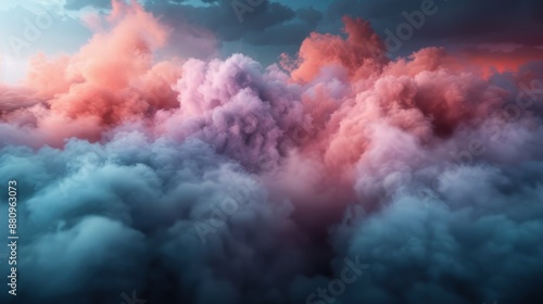 A mesmerizing scene of vibrant clouds in shades of pink and purple, filling the sky and creating a stunning and dreamlike visual experience during the evening hours.