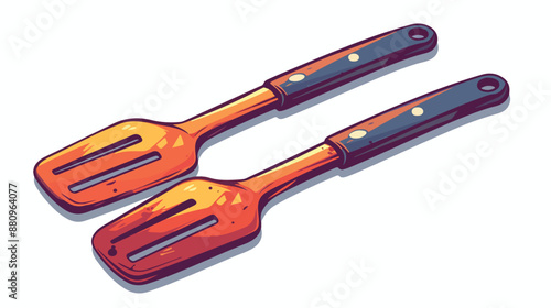 BBQ tongs line icon isolated on white background