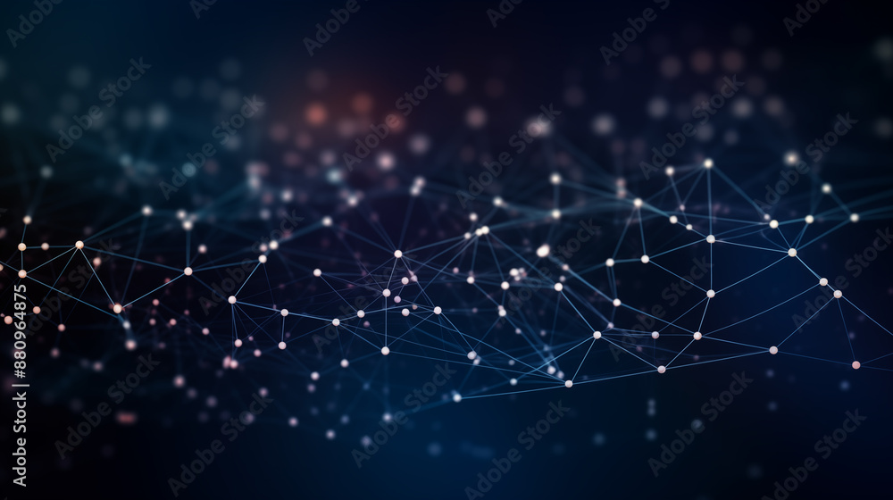 Abstract background with blue glowing dots and lines forming an interconnected network, digital technology concept for web design or presentation of online marketing Abstract background with blue glowing dots and lines forming an interconnected network, digital technology concept for web design or presentation of online marketing