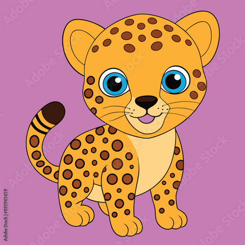 Baby Leopard Cartoon Vector Graphic Design