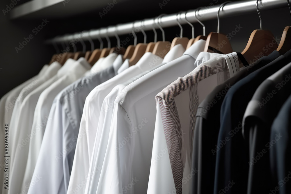 generated illustration group of shirts hanging on rack in a row generated illustration group of shirts hanging on rack in a row
