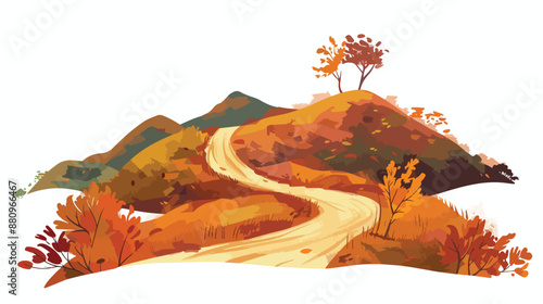 Beautiful autumn terrain view with a path leading up