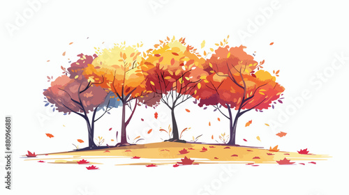 Beautiful autumn trees with colourful leaves 