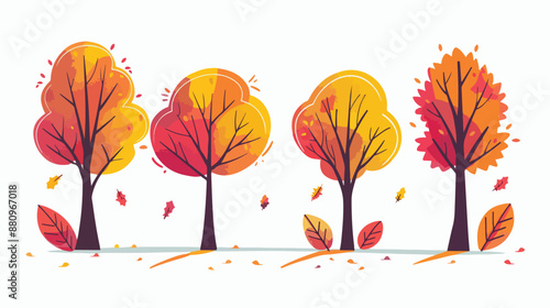 Beautiful autumn trees with colourful leaves 
