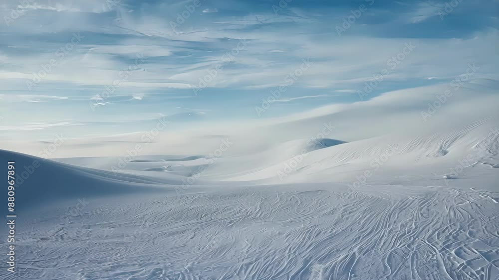 The undulating terrain is a canvas of white shaped by the powerful winds into a breathtaking masterpiece. The undulating terrain is a canvas of white shaped by the powerful winds into a breathtaking masterpiece.