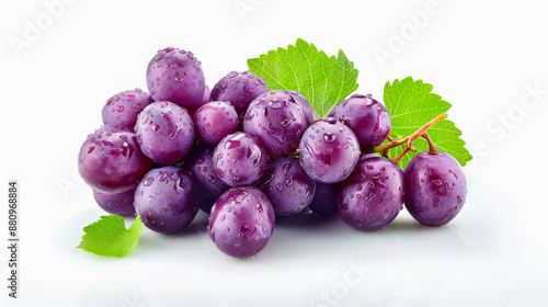 A close-up of fresh red cherries covered in water droplets against a white background. Perfect for food, health, and nutrition-themed projects