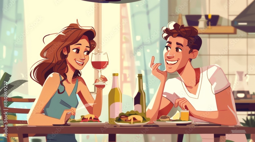 A happy couple enjoying a meal together at a restaurant A happy couple enjoying a meal together at a restaurant