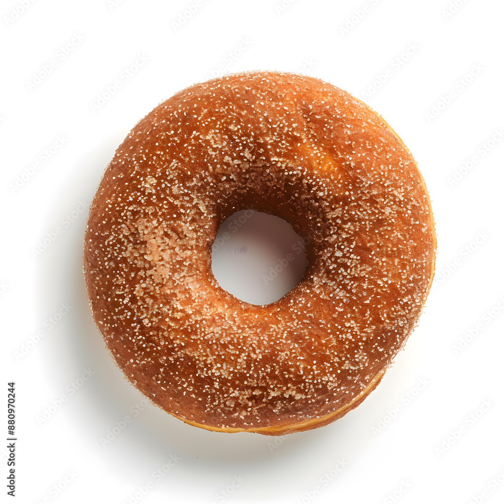 Top view of a cinnamon donut isolated on a white background Top view of a cinnamon donut isolated on a white background