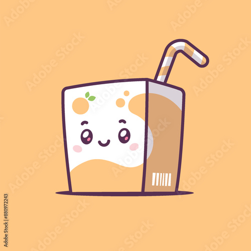 Cute kawaii orange juice box vector cartoon illustration