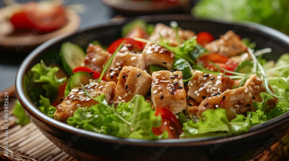 The national cuisine of Japan. Chicken salad with tofu. The national cuisine of Japan. Chicken salad with tofu.