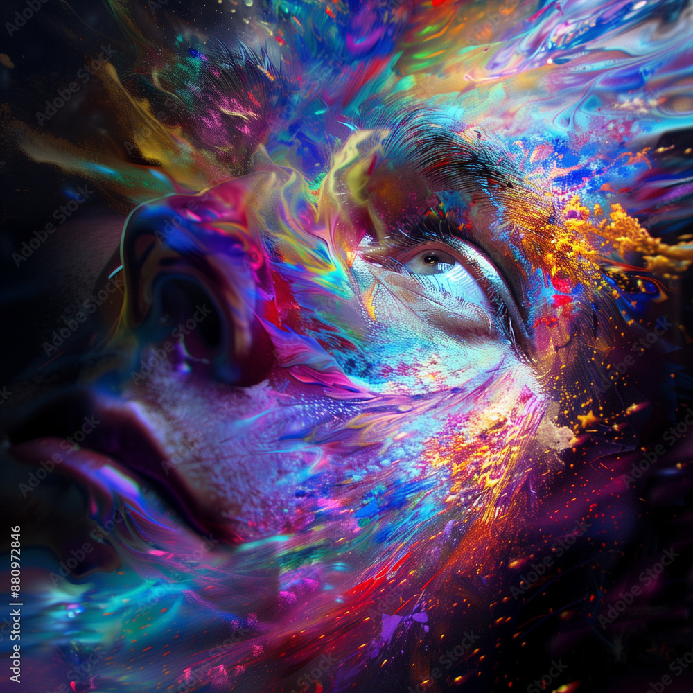 © Naphawan - Swirling space background with a colorful fractal heart for a trippy valentine's wallpaper