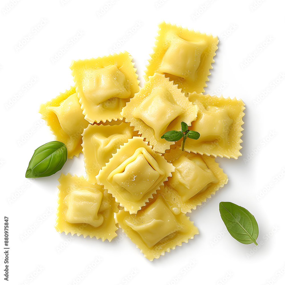 Top view of Italian food Ravioli isolated on a white background Top view of Italian food Ravioli isolated on a white background