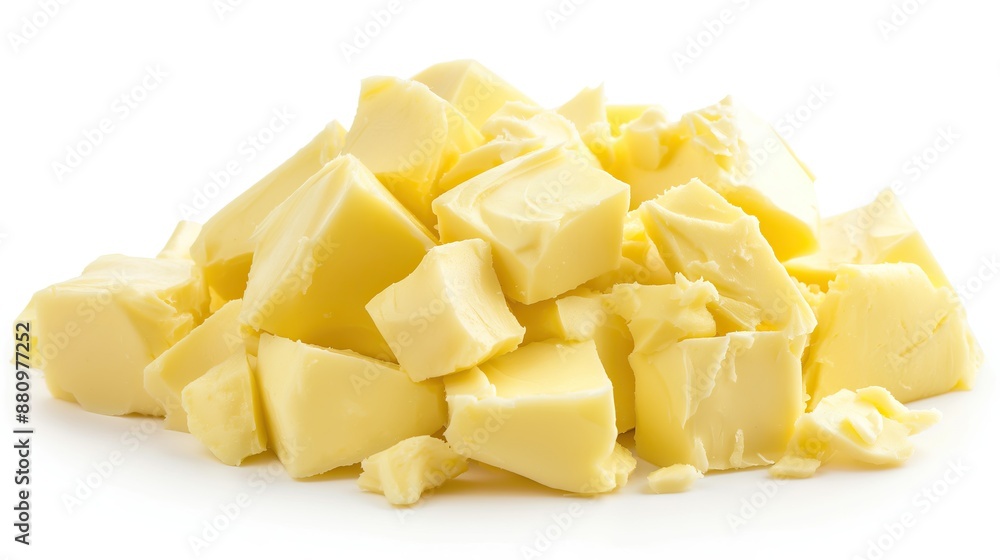 close up side view on margarine butter pile heap on white background close up side view on margarine butter pile heap on white background