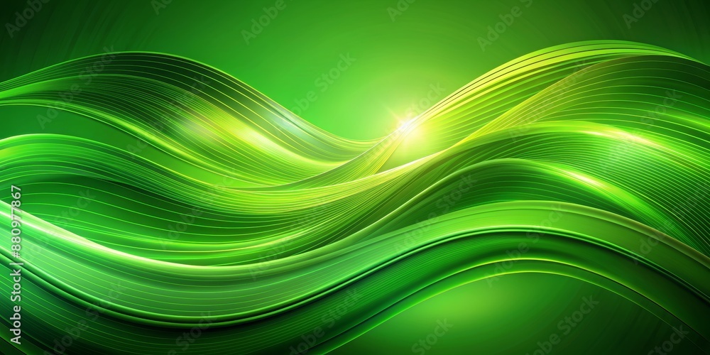 Fototapeta premium Abstract Green Waves, Green, Abstract, Nature, Lines