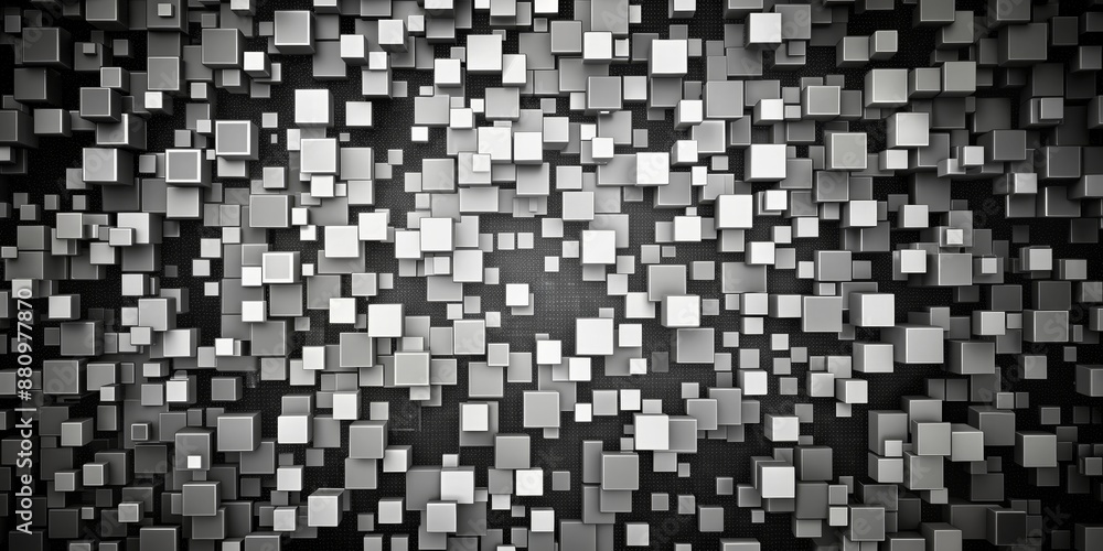Fototapeta premium Abstract Grey and White Cubes 3D Render, Abstract, 3D, Cubes, Geometric ,